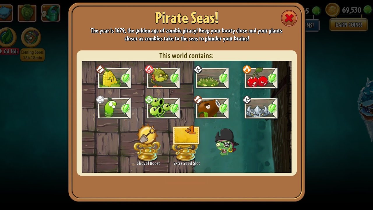 Рослини Проти Зомбі 2 (PvZ 2) | Піратські Моря, всі дні + рослини Піратських Морів