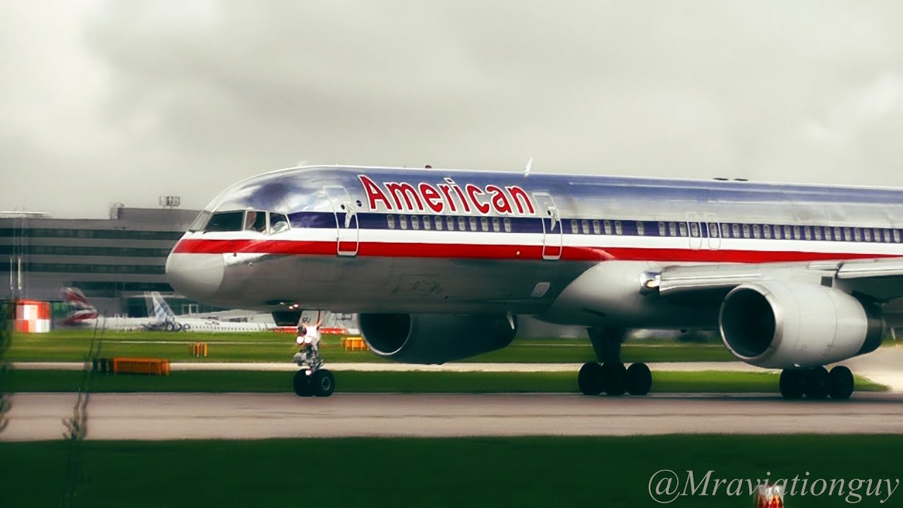 Rolling Start! | American Airlines 757-200 takeoff at Manchester International Airport | Runway 23L.