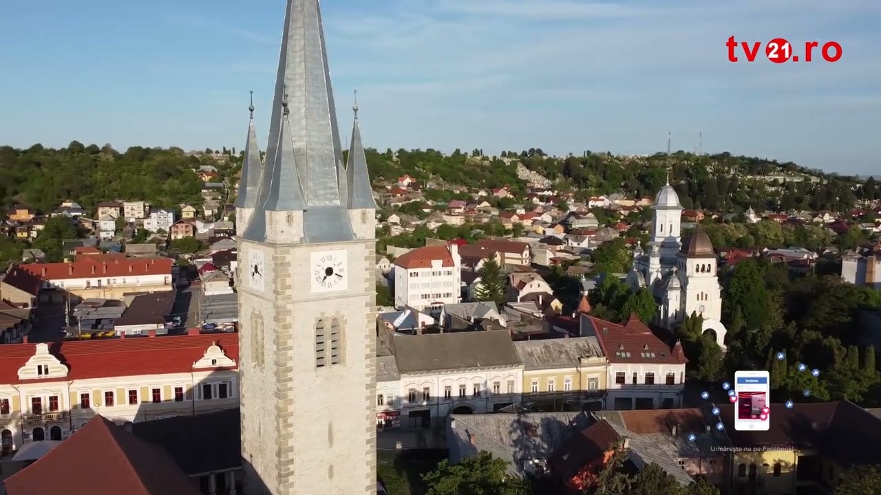 Cadre din drona cu centrul municipiului Turda