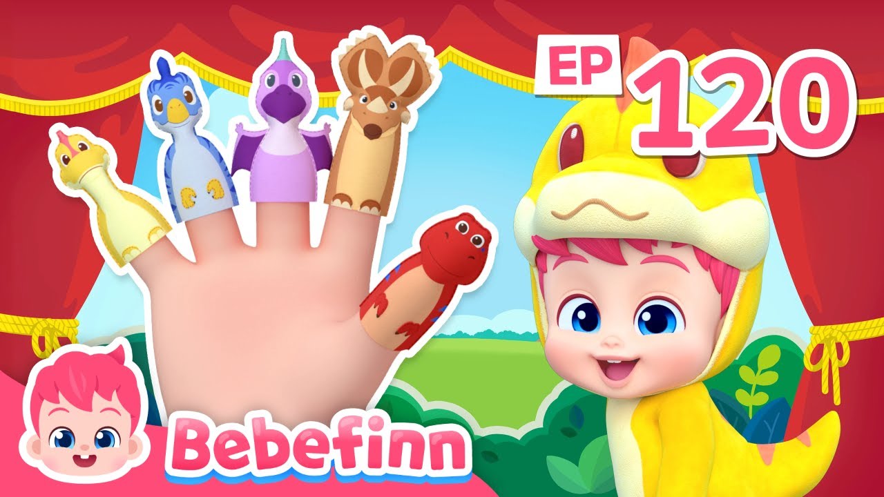 Dino Finger Family 🦖🖐| EP120 | Bebefinn Nursery Rhymes for Kids