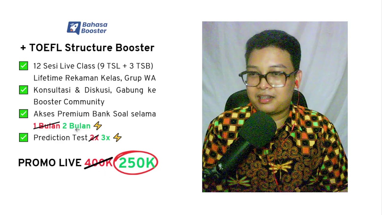 LIVE Class: Bedah Tuntas TOEFL Structure untuk Syarat S2 & Beasiswa (Start TSL 1 Des)