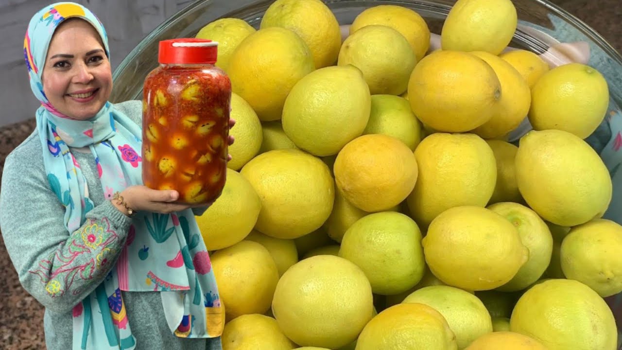 الليمون المخلل المعصفر 😍اساسي في فطار رمضان 💥