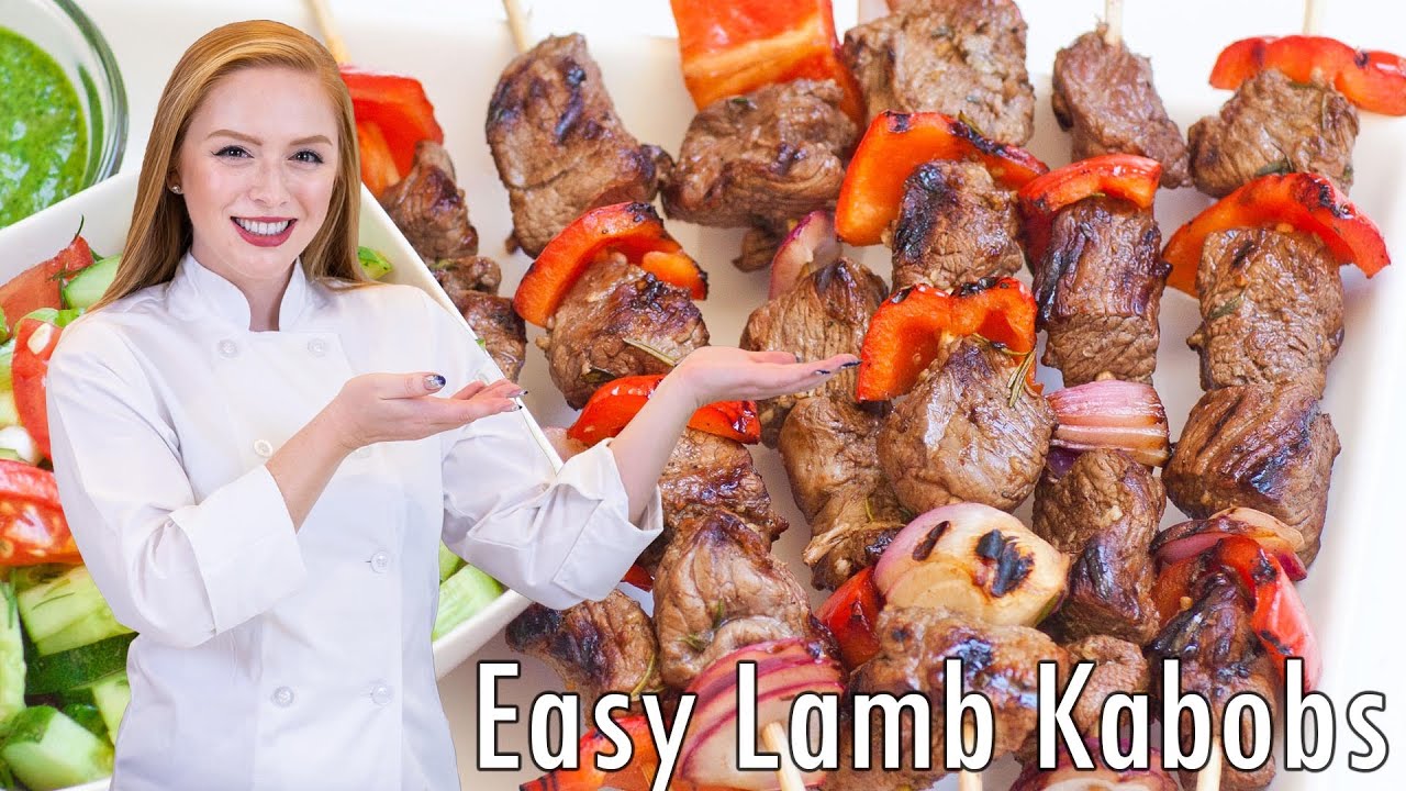 EASY Lamb Kabobs Recipe + Sauce & Salad!! Perfect for summer!