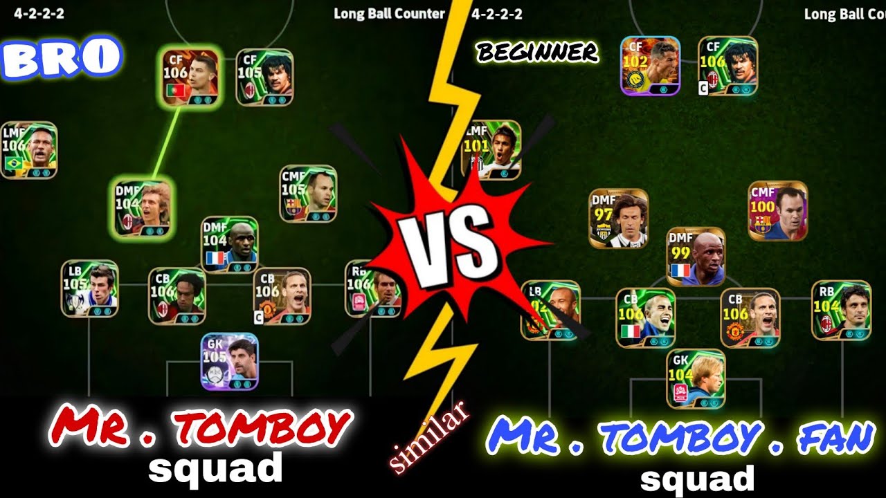 Mr.Tomboy vs Mr Tomboy fan similar F2P Squad to Division War💥☠️ | efootball beginner #efootball #pes