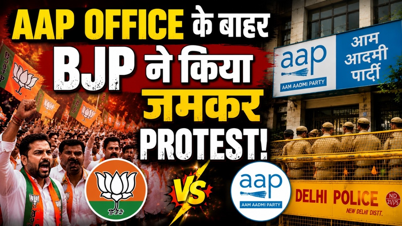 WATCH LIVE: BJP Protest outside AAP office in Delhi over Punjab Paper leak