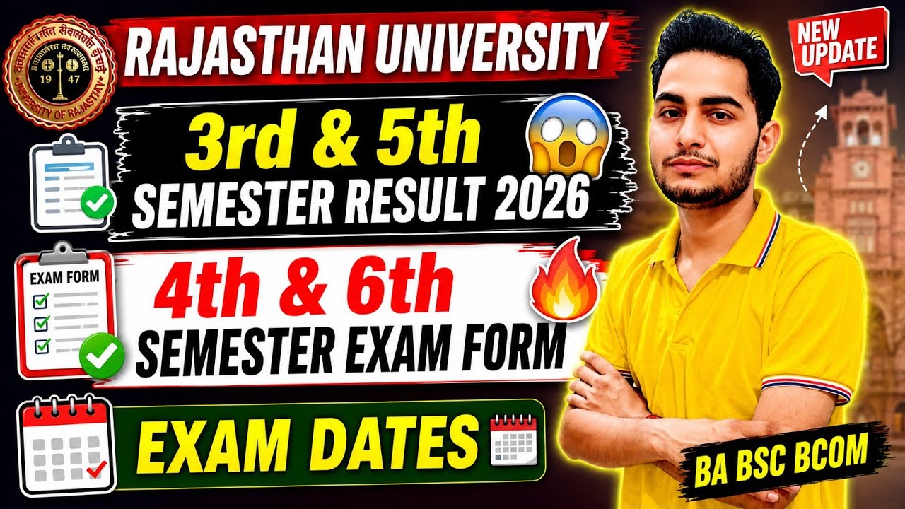 Rajasthan University 3rd & 5th Semester Result 2026 😱 | 4th & 6th Semester Exam Form 🔥 Exam Dates 