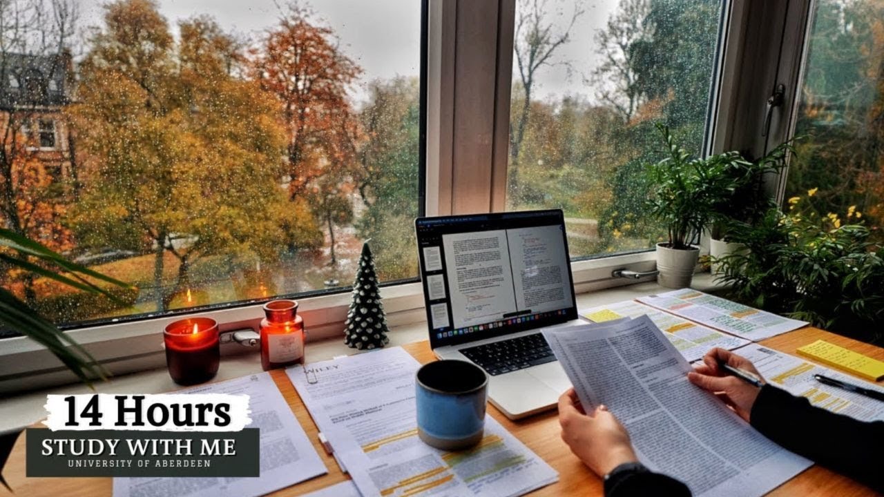 LIVE | 14 HOUR STUDY WITH ME | Pomodoro 50/10, Rain Sounds, Deep Work Focus, Cozy UK Ambience