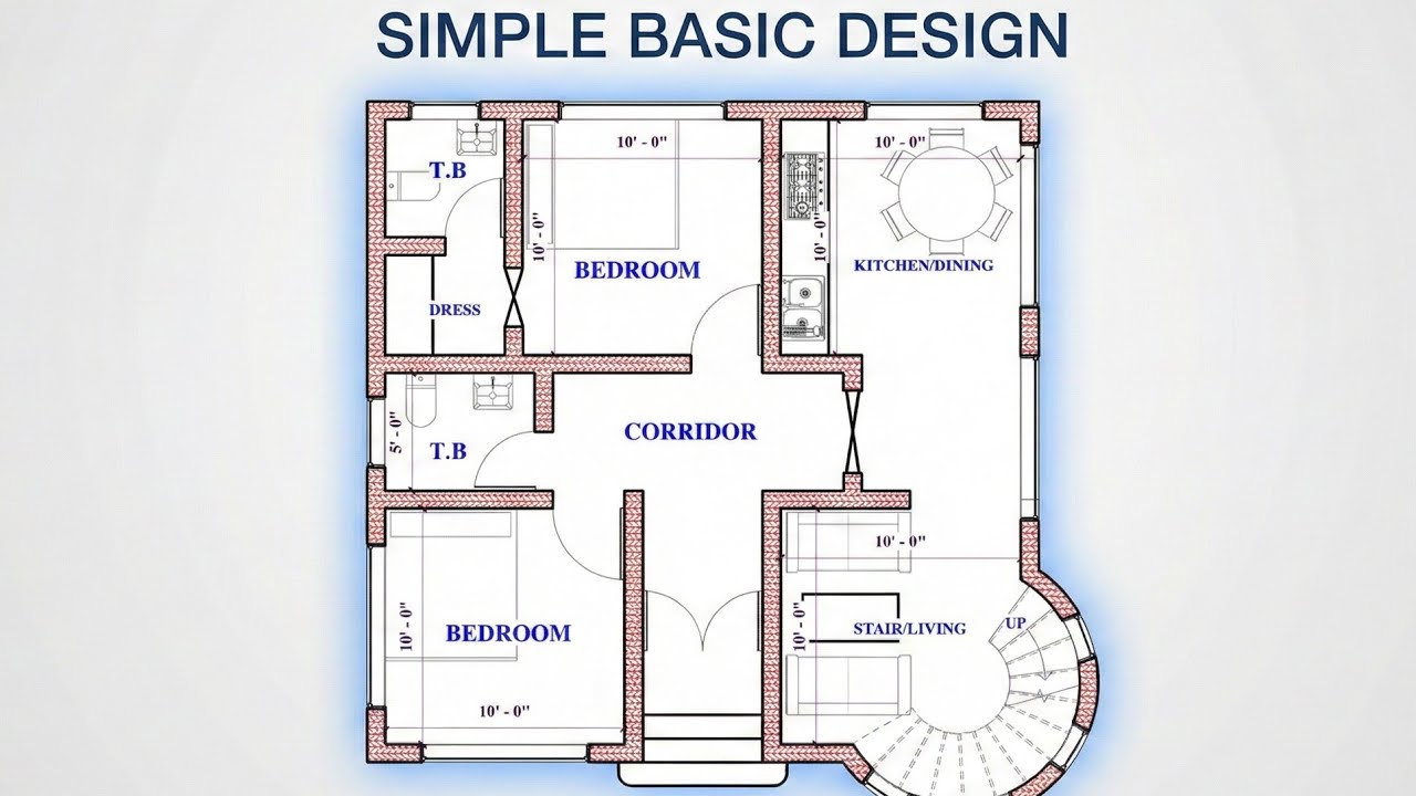 28X28 House Plan | Simple Basic Design