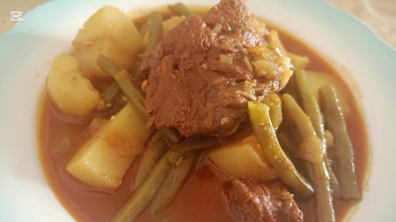 😋الذ مرقة لوبياخضرا باللحم والبطاطا – طعم لا يقاوم