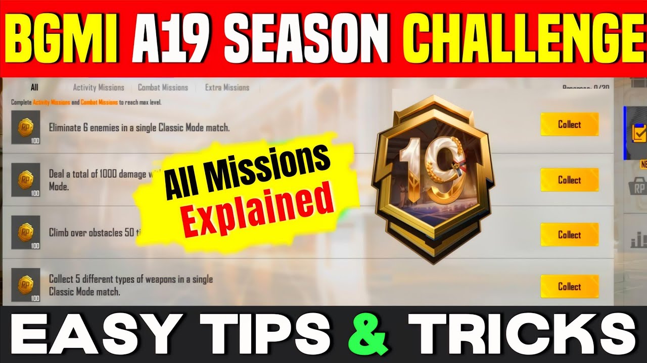 BGMI A19 Season Challenge Missions Explained 🔥 How to Complete A19 RP Missions