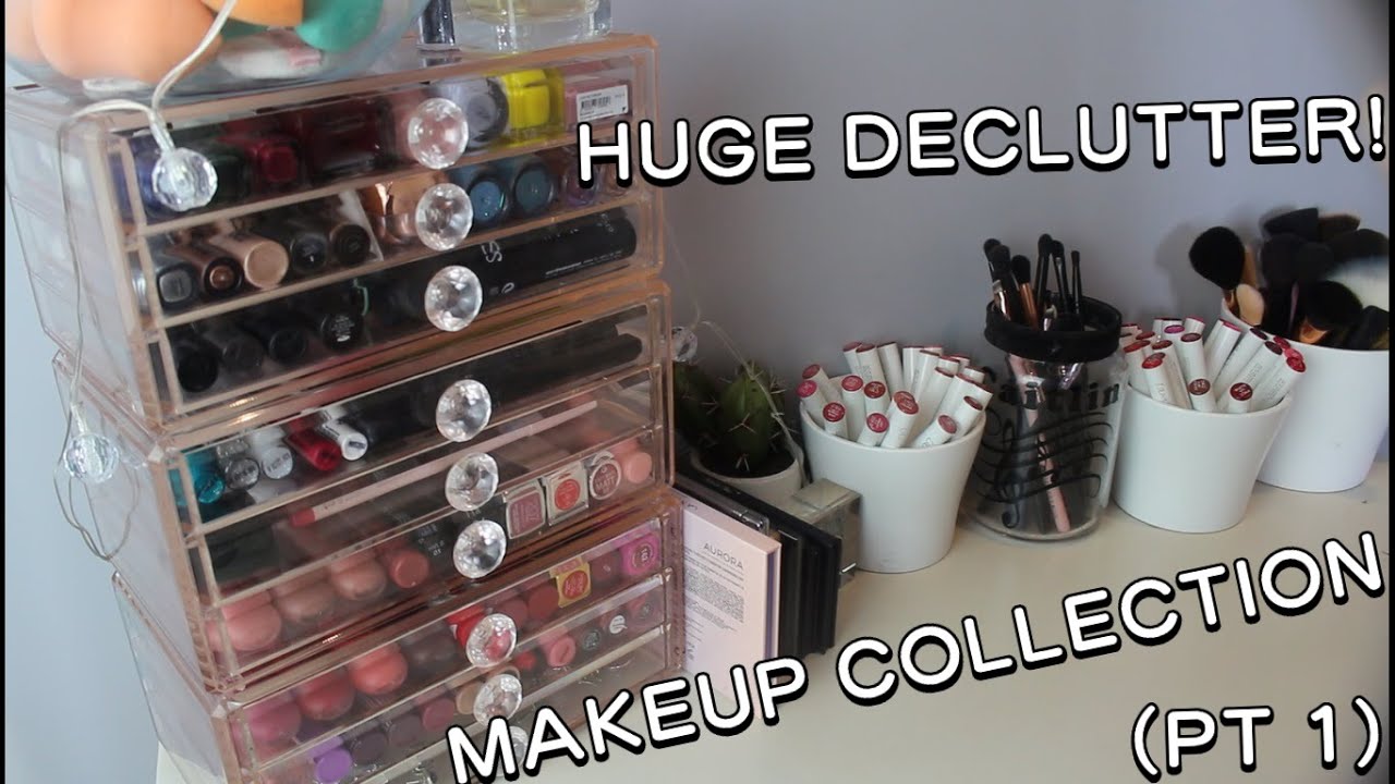 HUGE MAKEUP COLLECTION AND DECLUTTER! (brutal)
