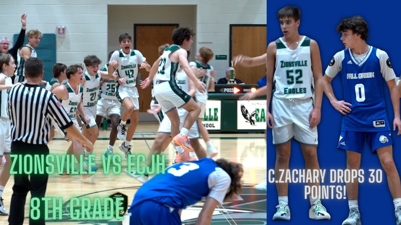 INTENSE GAME! FCJH vs Zionsville! Cooper Zachary drops a 30 Ball! Andy Reed dominates the paint!