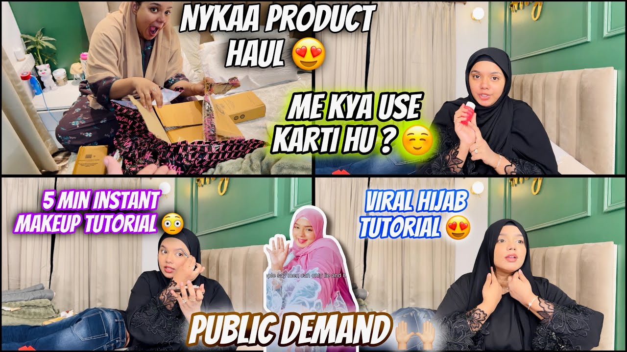Instagram Viral hijabLook Recreate😍| 5-Minute Instant Makeup Tutorial😳|Nykaa Shopping Halu