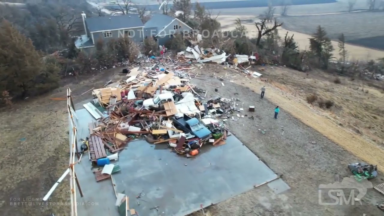 03-05-2022 Winterset, IA - EF-4 Tornado Developing and Damage Via Drone