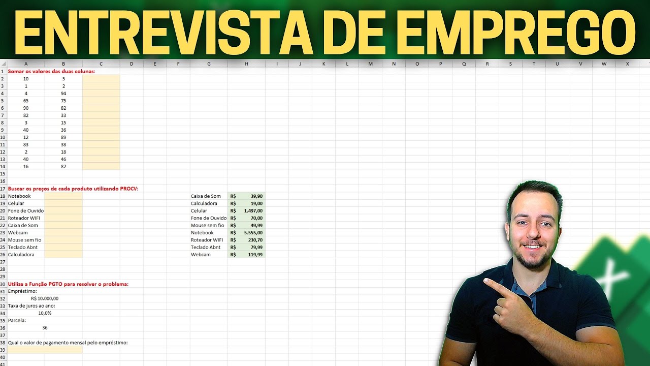 Questão Entrevista de Emprego Passo a Passo | Teste de EXCEL Resolvido | Consegue Resolver?
