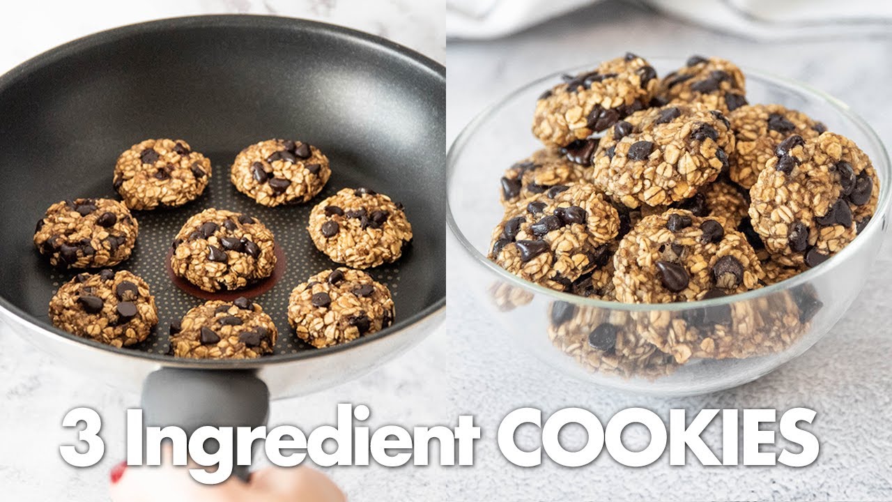 3 INGREDIENT Oatmeal COOKIES in Pan 🍪 | No Oven, No Flour and No Egg