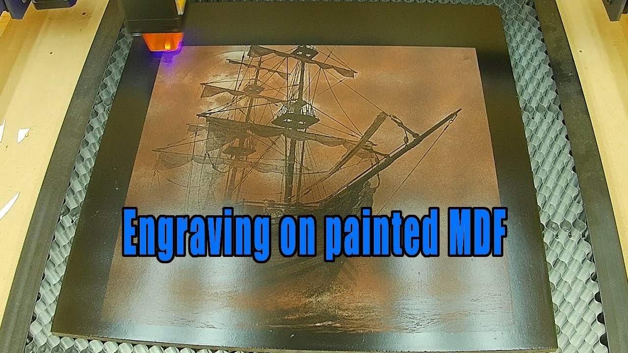 Laser engraving on painted MDF.