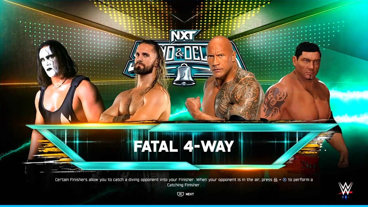 The Rock vs Sting vs Batista vs Seth Rollins:  Fatal 4-Way!