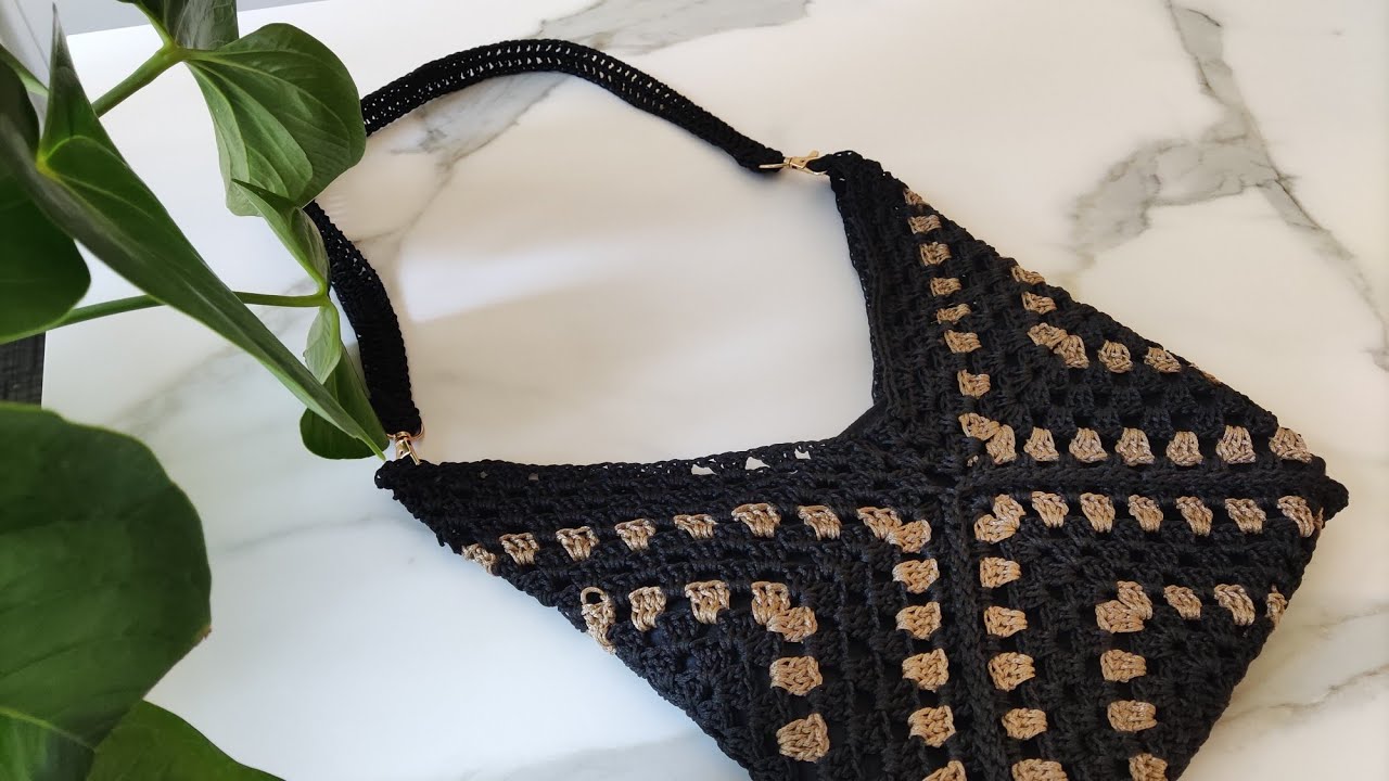Очень простая сумка крючком из бабушкиной плитки ✨ пошаговый мастер-класс для начинающих.