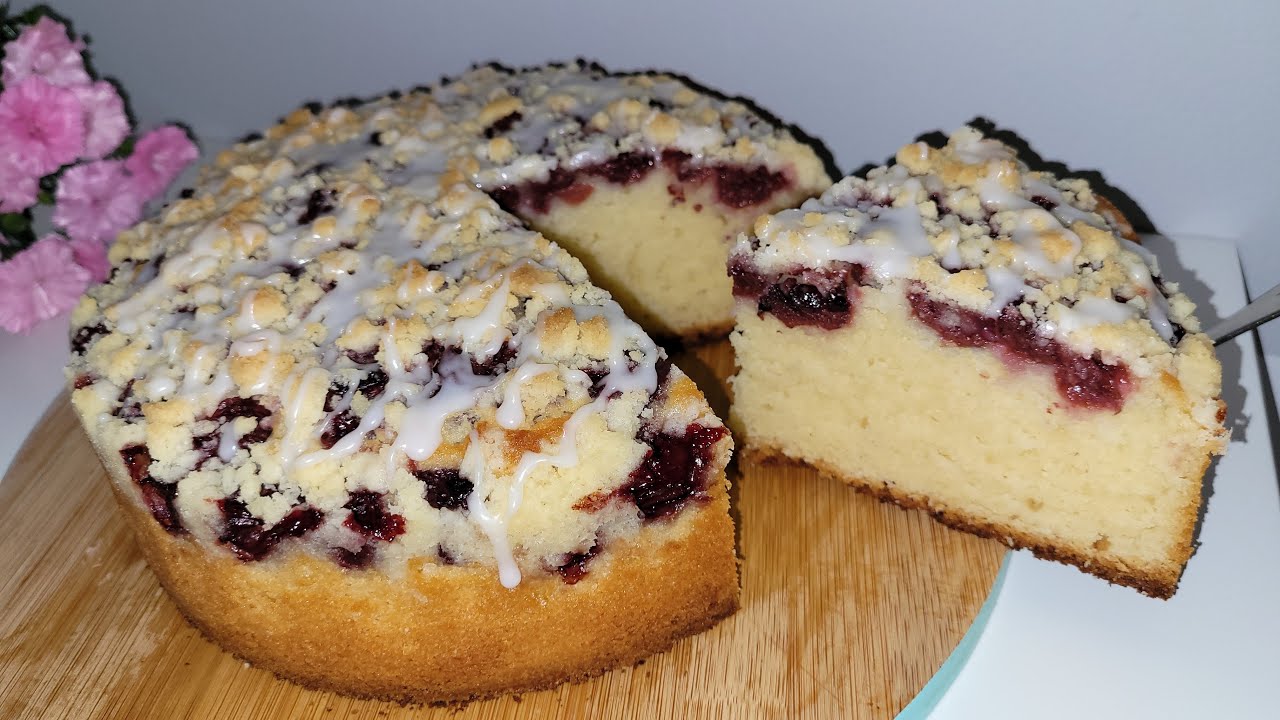 Bez miksowania, ucierania, ubijania❤ Błyskawiczne, wilgotne puszyste ciasto jogurtowe z wiśniami❤❤❤
