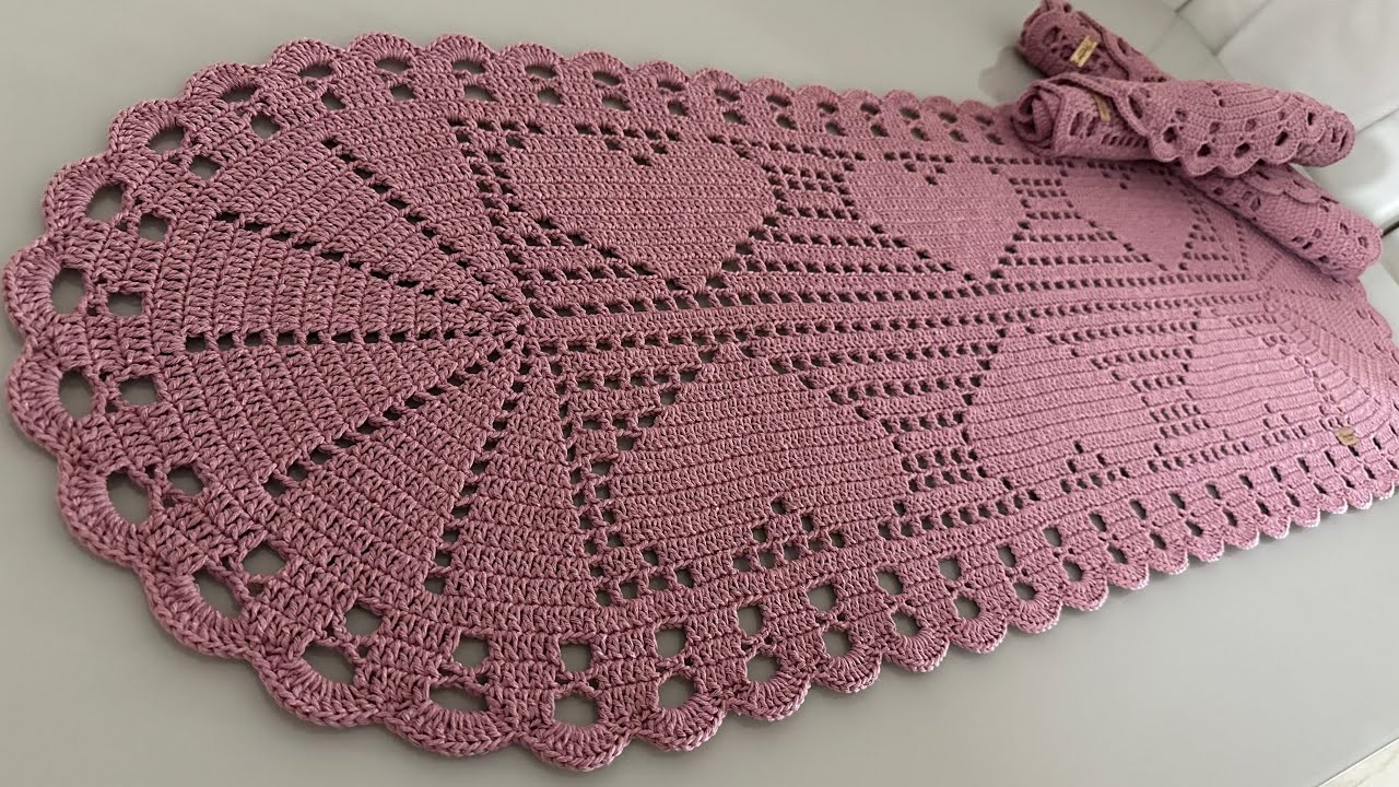 Passadeira Rosé Oval corações Aula passo a passo completo
