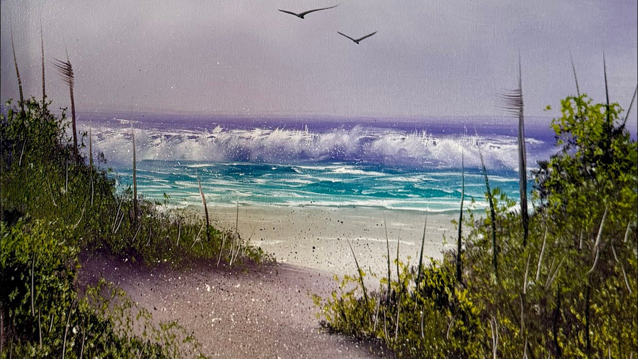 Урок по рисованию морского пейзажа с камышем от Джоша #LIVEArt #OilPainting #FreeTutorial #PaintW...