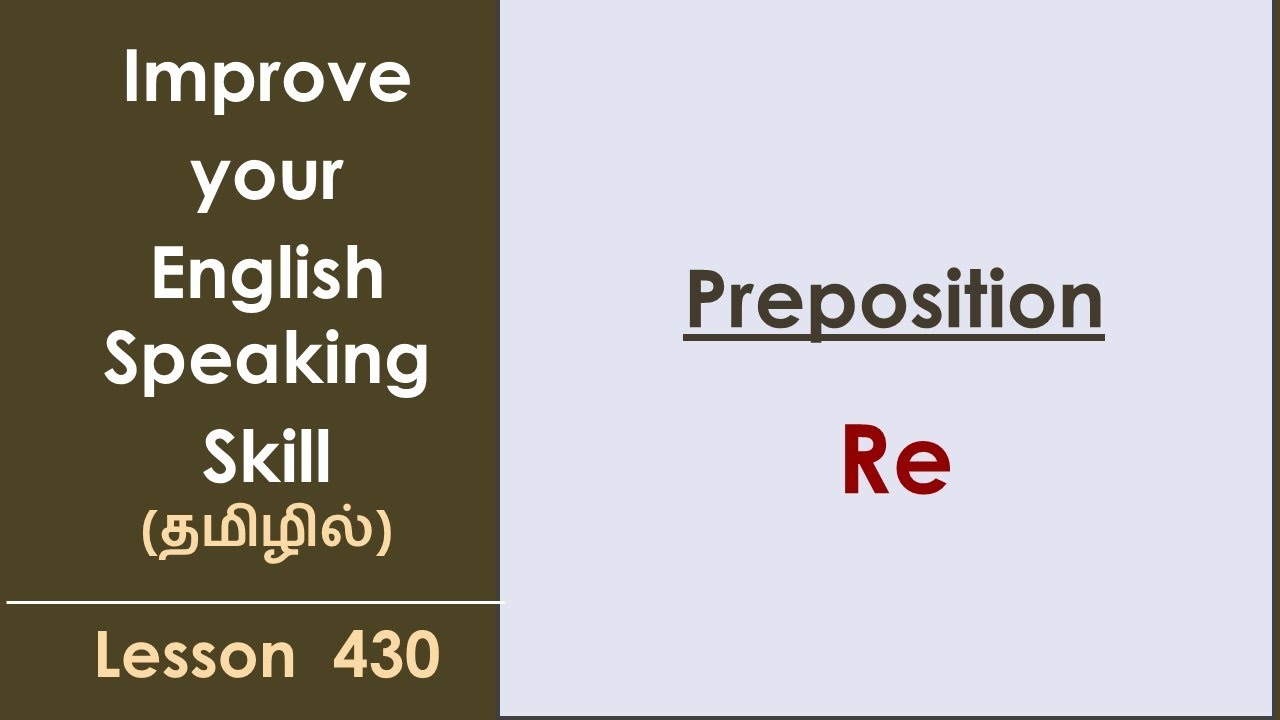 Re | Preposition | Learn English Through Tamil