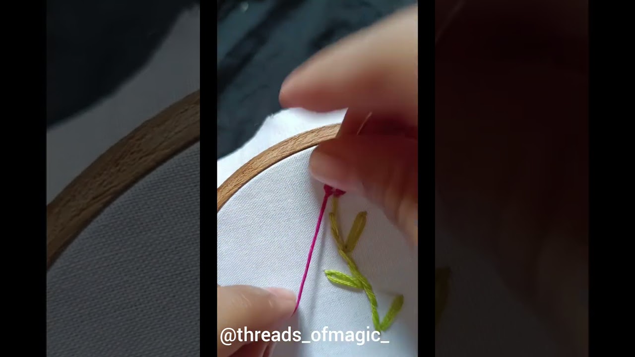 Knot flower with daizy leaf 🌿 #threadsofmagic #embroidery 