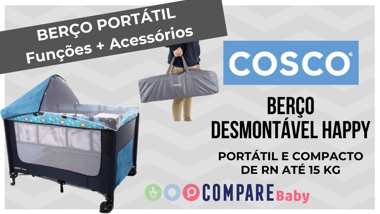 Berço Portátil HAPPY Cosco | Como Funciona? | Quais ACESSÓRIOS Acompanha?