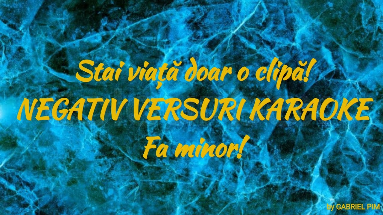 Stai viață doar o clipă! NEGATIV VERSURI KARAOKE Fa minor! COVER