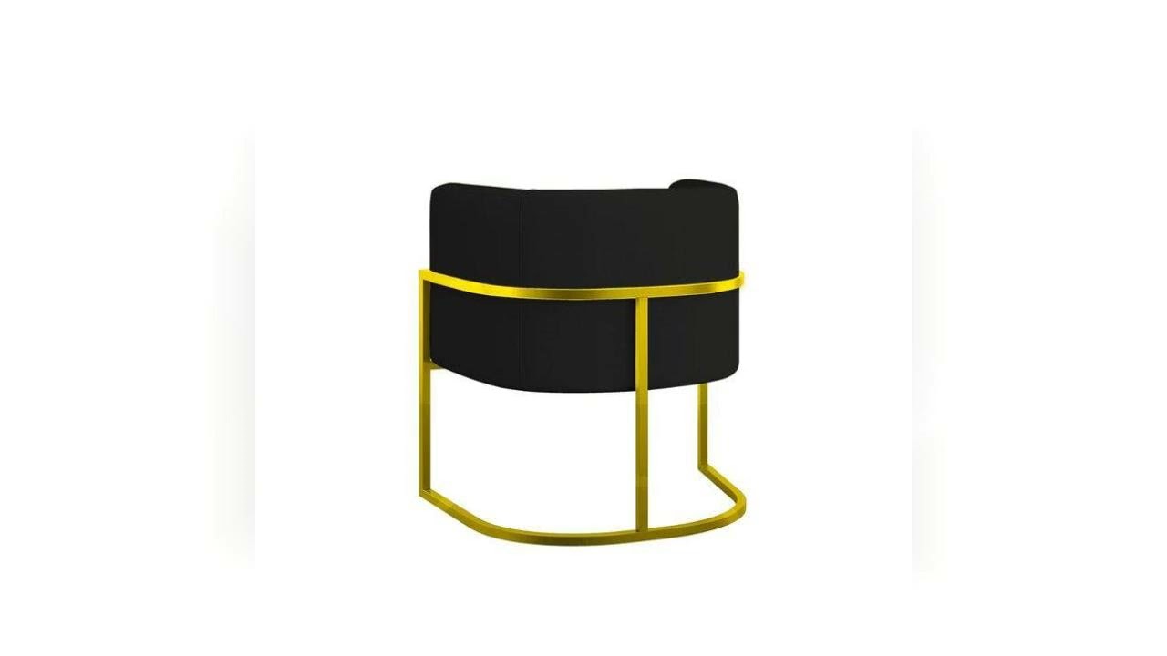 Review: Poltrona Corino Decorativa Lua Recepção Base Ferro Gold Cor:preto preto