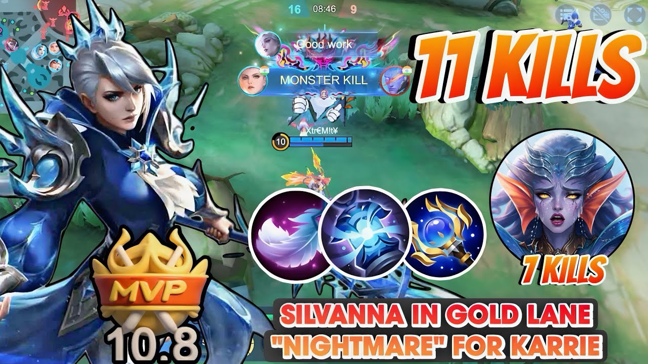 SILVANNA vs KARRIE In GOLD LANE🤯11Kills😱@mlbbindonesia4754 @mlbbcis @MLBBLATAM @MobileLegendsCinema 