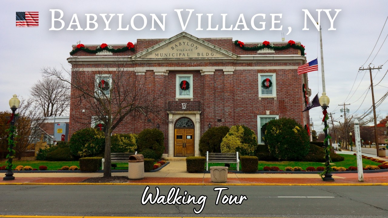 [4K] 🇺🇲 Historic & Holiday Walking Tour in Babylon Village, NY🎄| Lights & Local Charm | Part 2