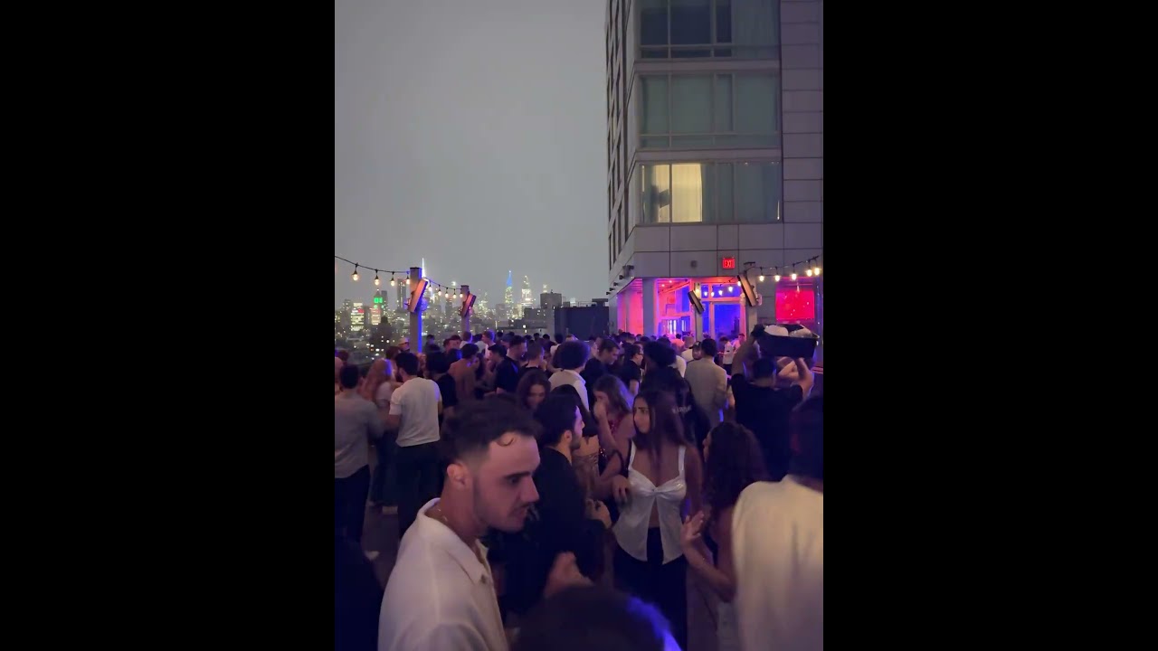 Manhattan rooftop after midnight 🌙 beats, lights, skyline #MisterPurple #NYCNightlife #shorts