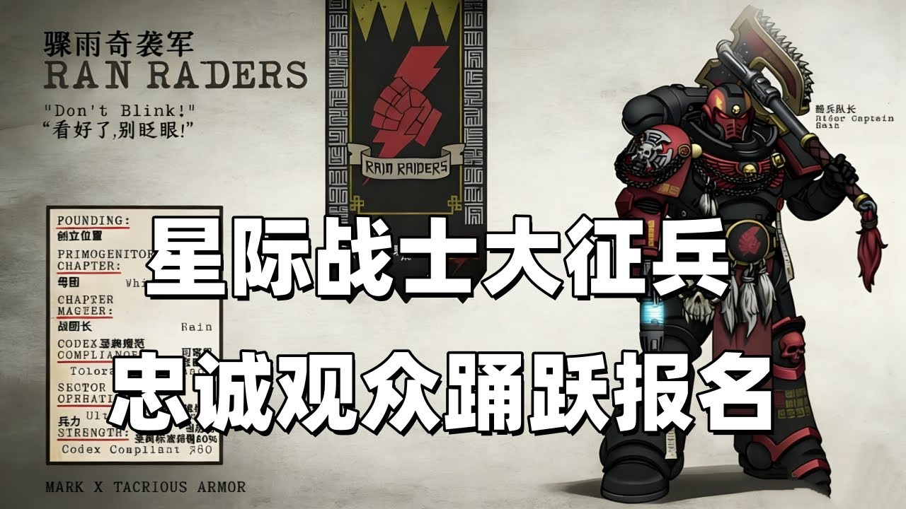 戰鎚40K：星際戰士大徵兵，請各位忠誠的觀眾踴躍報名！
