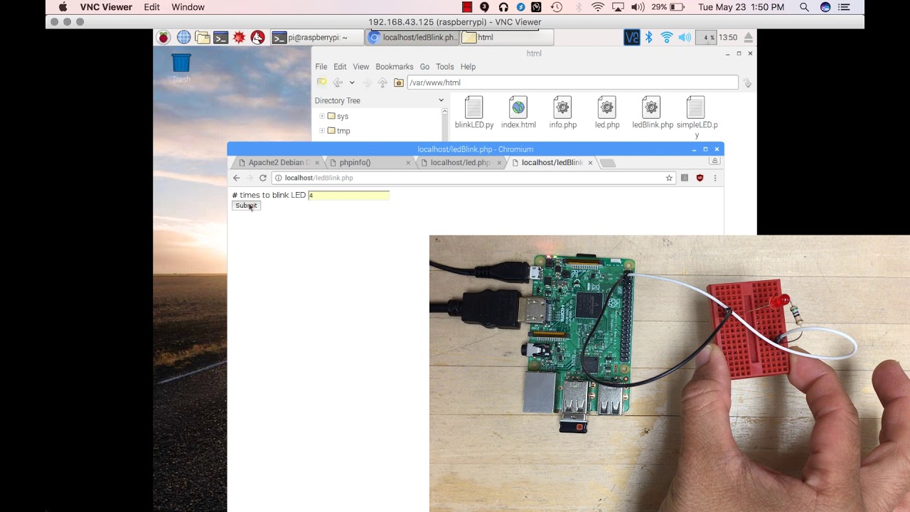 Blinking an LED using Web Page controls with your Raspberry Pi