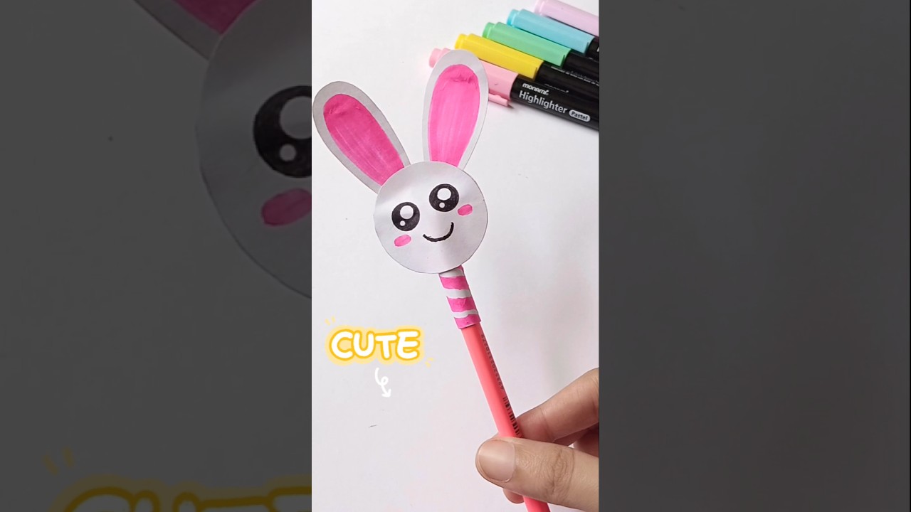 Wow!! 😍💗 I made Bunny Pencil Topper with paper #shorts Creative Ideas Urooba /DIY paper crafts