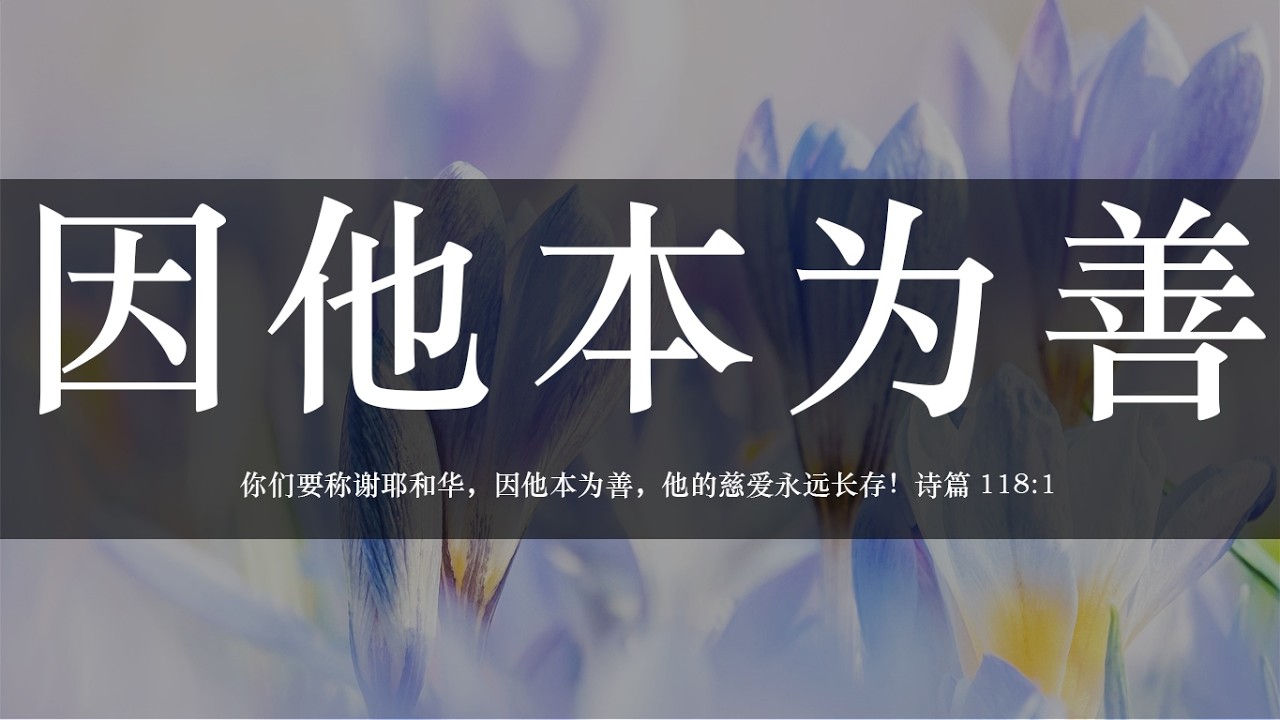 【睡前祷告】因他本为善20260302-父啊我们称谢你，因你本为善，你的慈爱永远长存。让我们常常带着感恩的心，向你献上称谢和赞美，在顺境时称谢你，困境中赞美你。