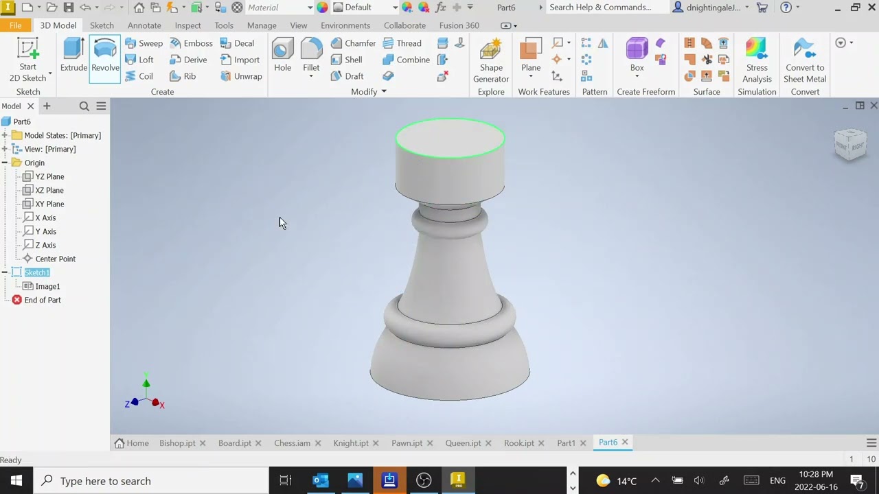 Creating a Rook in Inventor