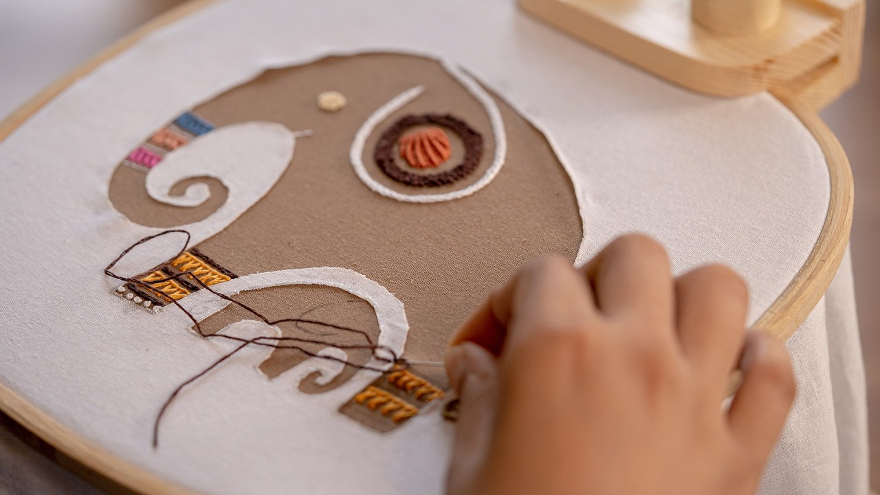 Embroider a Playful Applique Elephant with Fun Stitches