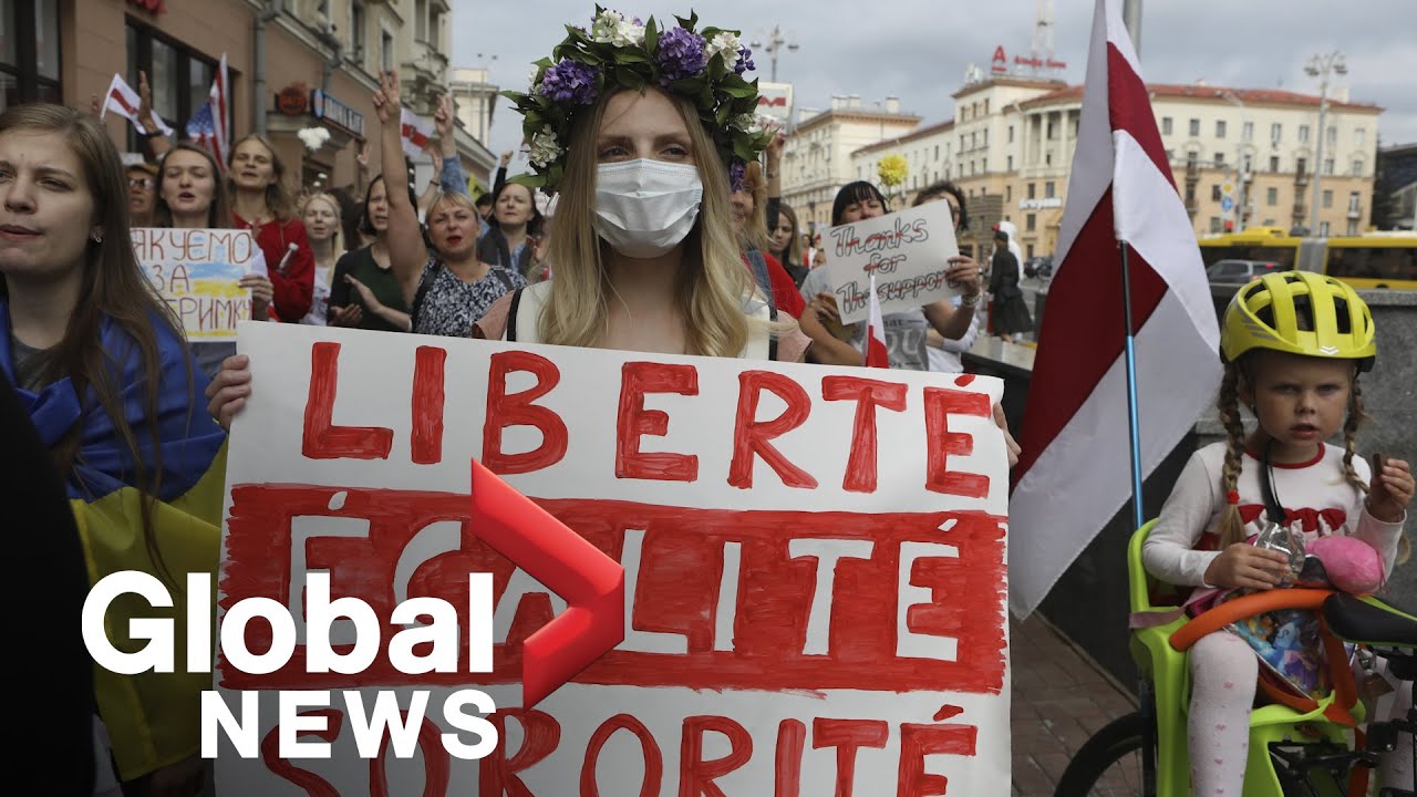 Belarus protests: Women march in Minsk to call for Alexander Lukashenko&rsquo;s resignation