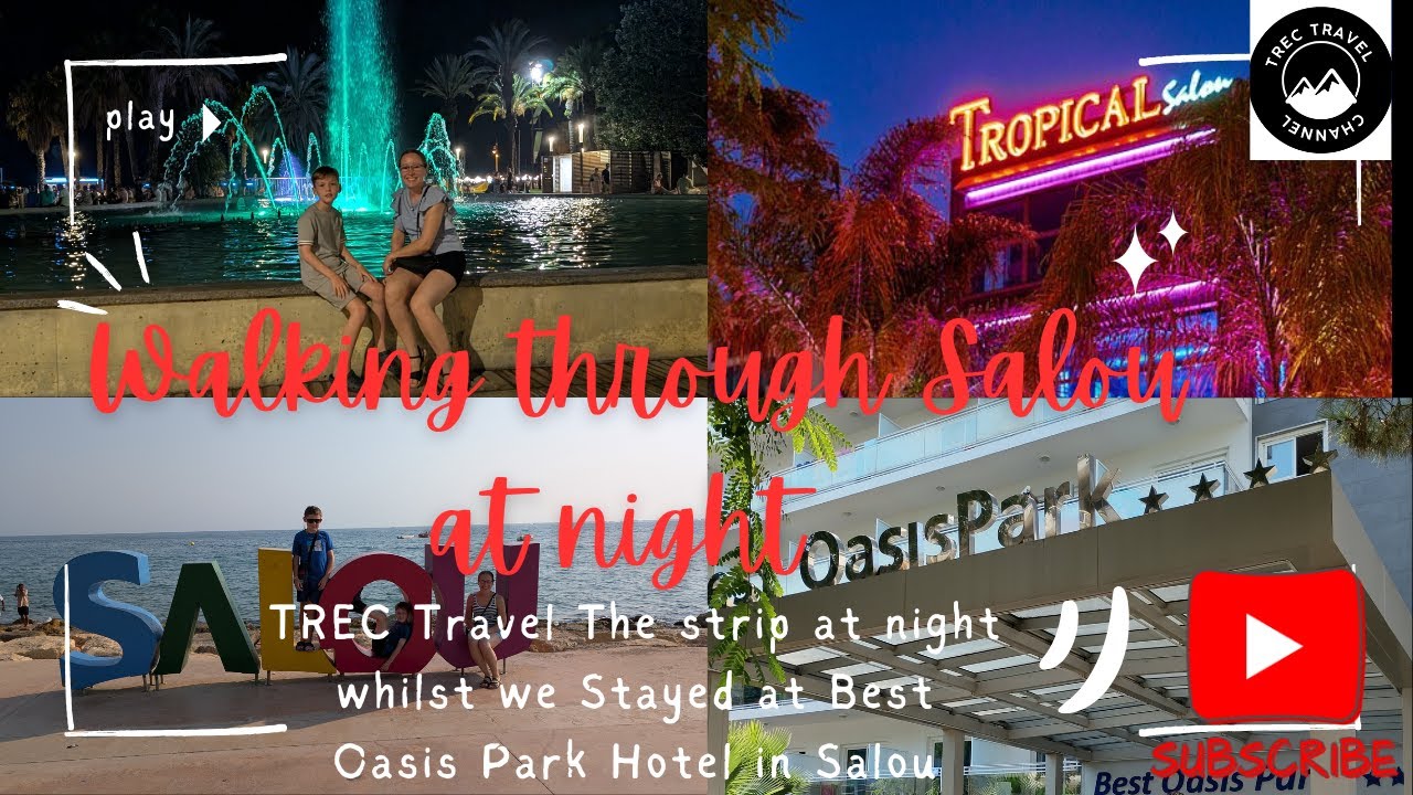 Take a walk with us through Salou at night back to Oasis Park Hotel