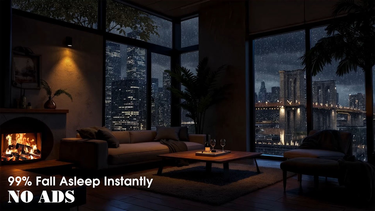 NO ADS 🌧️ Cozy Hotel Rain in NYC ⛈️ Gentle Window Rain Sounds for Sleep & relaxing ,focus
