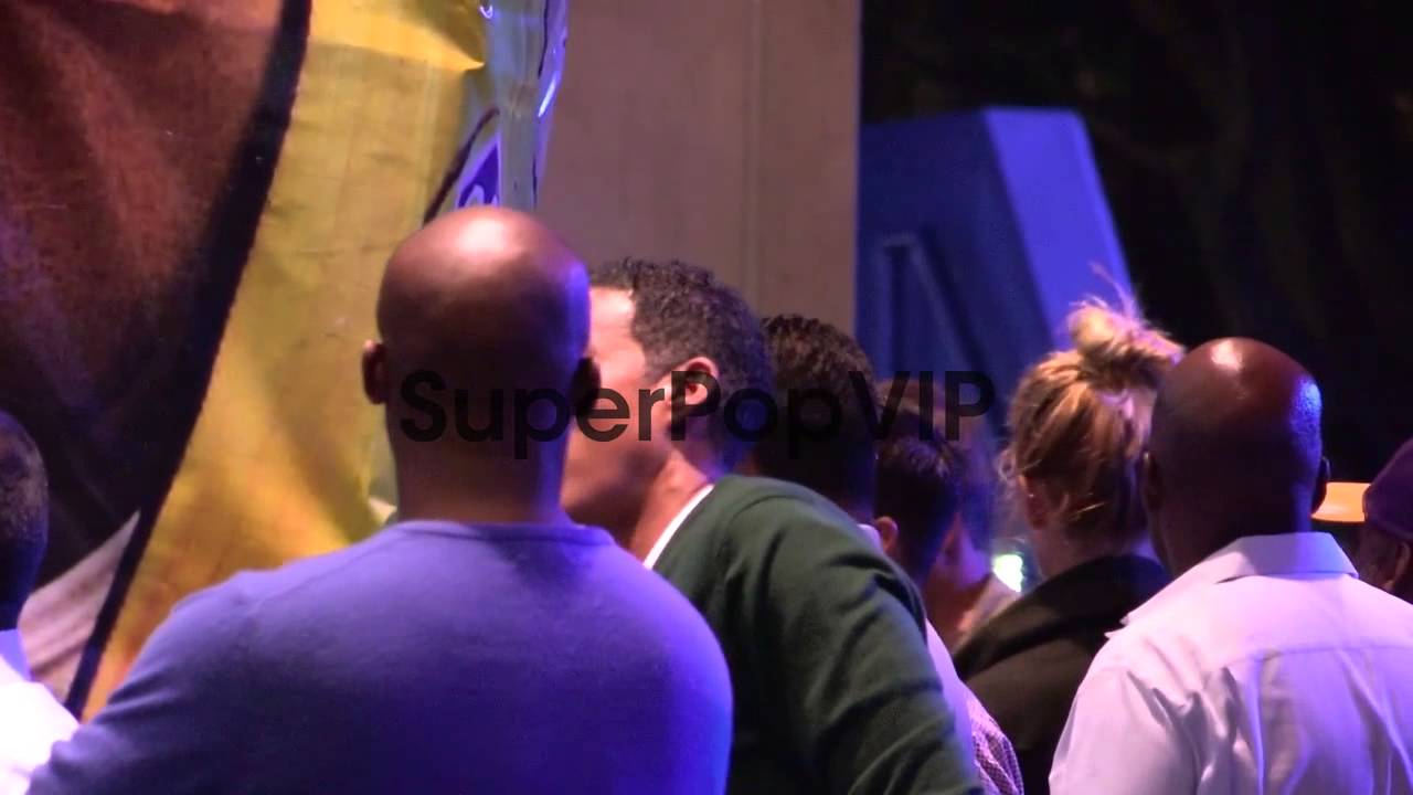 Chris Ivery and Friend arrive at Laker Game at Staples Ce...