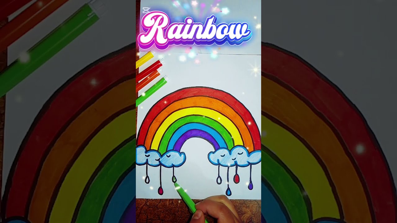Easy and Colorful Rainbow Drawing🌈 with a lots of joy in Kids learning World 🌎.l #colourful art 🎉