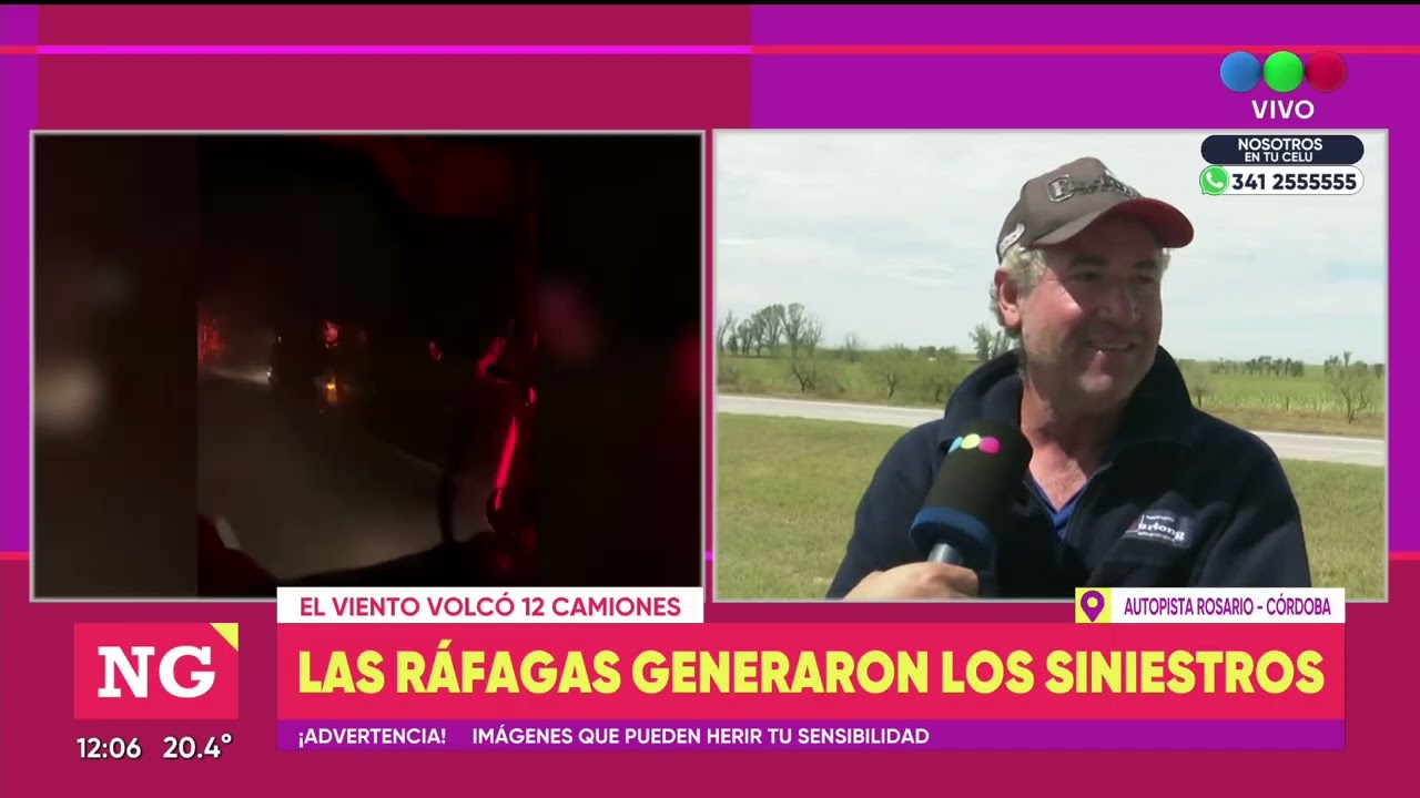 El viento tumbó camiones - TELEFE ROSARIO