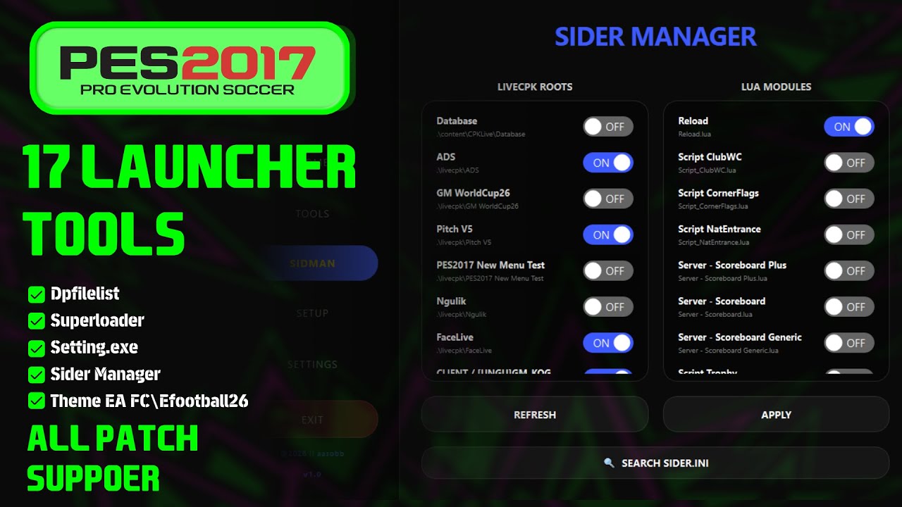 FREE Realease !! 17 Launcher Tools ll PES 2017  II ALL PATCH Suport