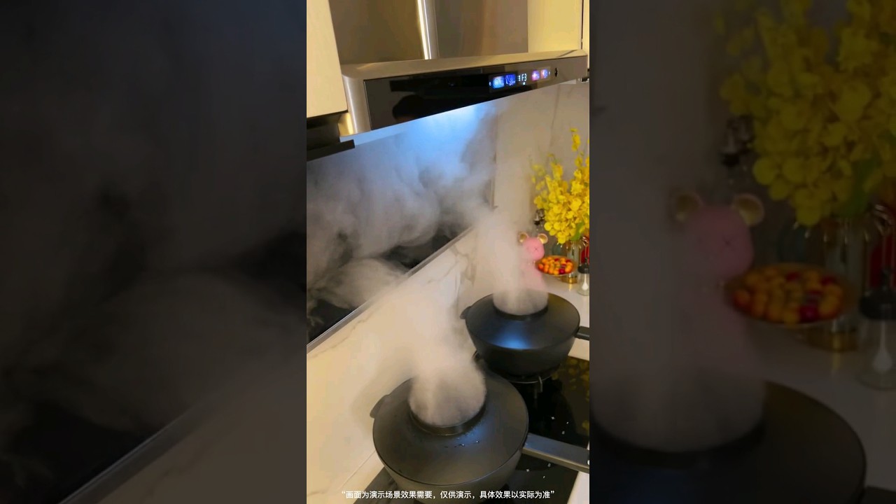 7-shaped top double range hood #china #gas #food #cooking #hood #kitchenequipment #youtubeshorts