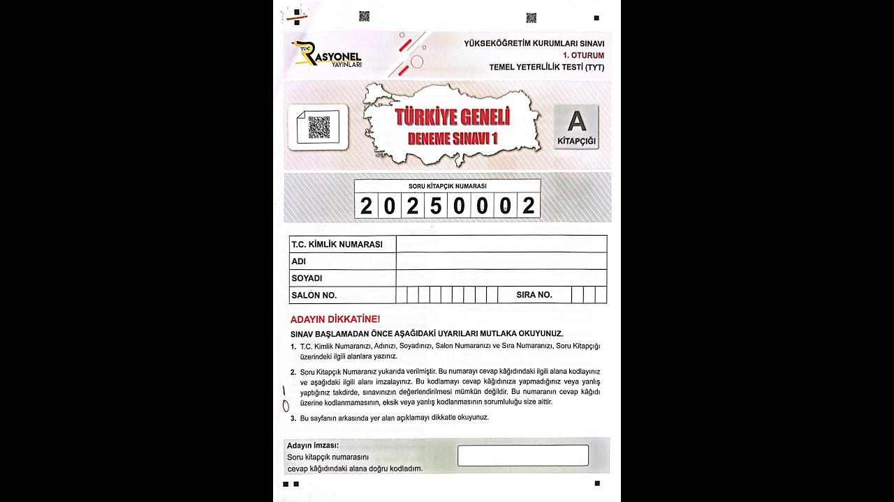 RASYONEL YAYINLARI TÜRKİYE GENELİ TYT DENEME SINAVI SORU ÇÖZÜMLERİ 18.12.2024