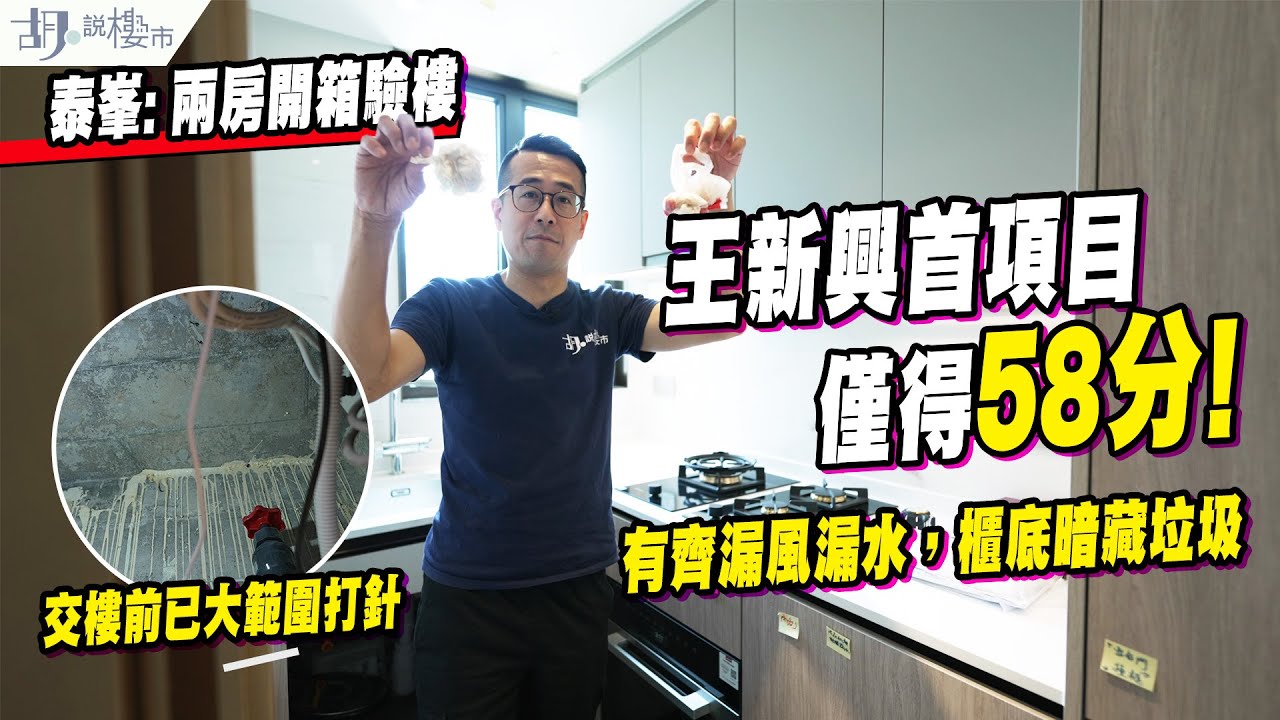 🤯泰峯: 兩房開箱驗樓🤯王新興首項目僅得58分❗️有齊漏風漏水，櫃底暗藏垃圾｜胡‧說樓市